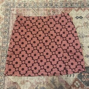 Pink and maroon floral skirt